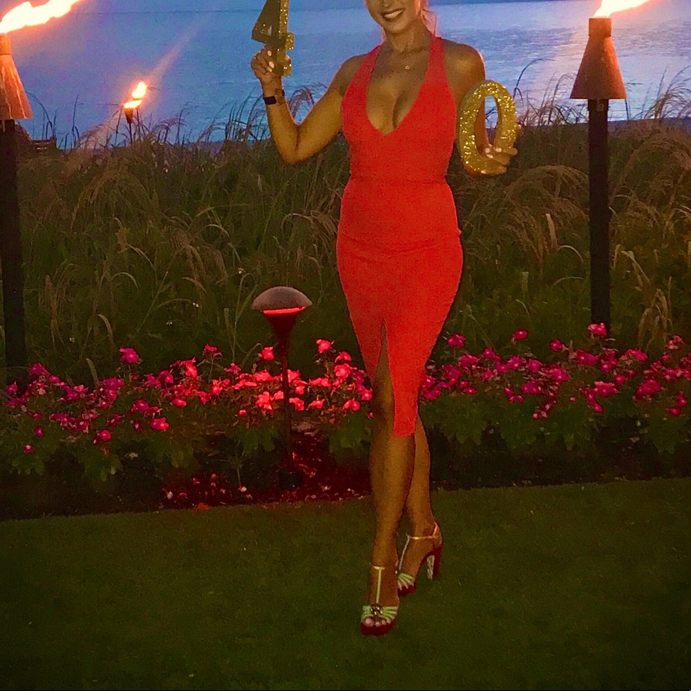 $215 NOOKIE KENNEDY BRIGHT CORAL SEXY DRESS M